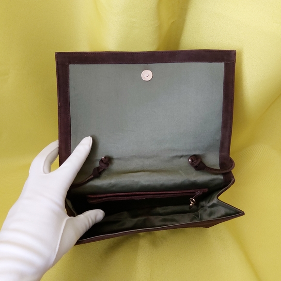 Vintage Crossbody Bag Brown Surde Purse by UNGARO Parallele Paris 1980s - Picture 8 of 16